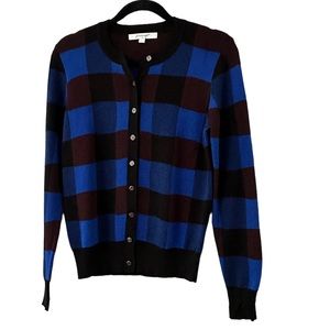 Foxcroft Cardigan Sweater Women Plaid Size Small